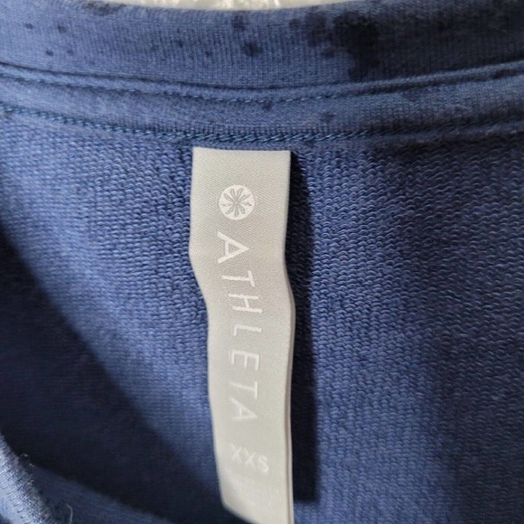 Athleta Studio To Street Splatter Sweatshirt Size XXS blue Lyocell top Lounge - Picture 3 of 8